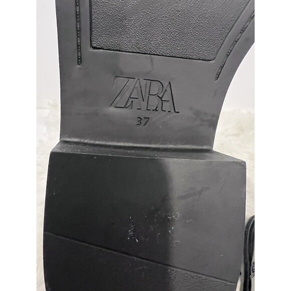 ZARA New Black Ankle Boots Flat Buckles Size US 6.5 EUR 37 Ref 3104/410 - Picture 13 of 13